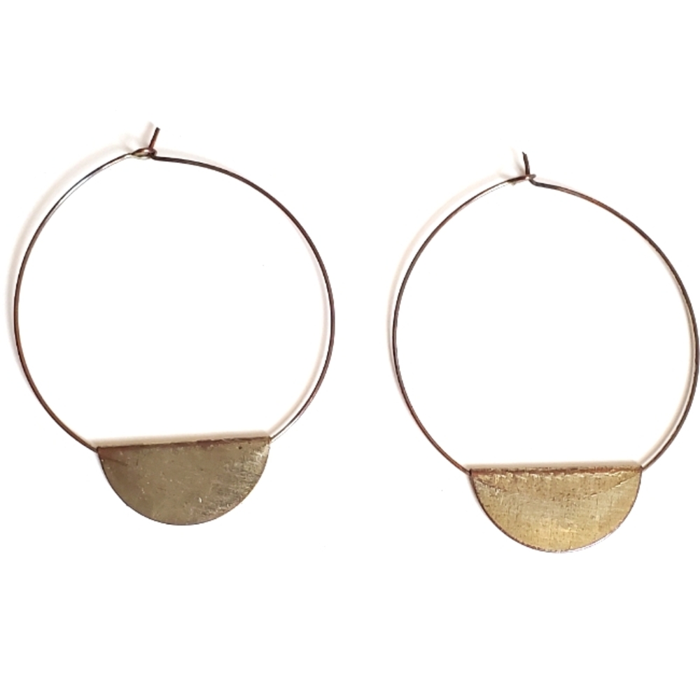 Elegant Gold Geometric Metal Hoop Earrings World Market - Picture 2 of 3